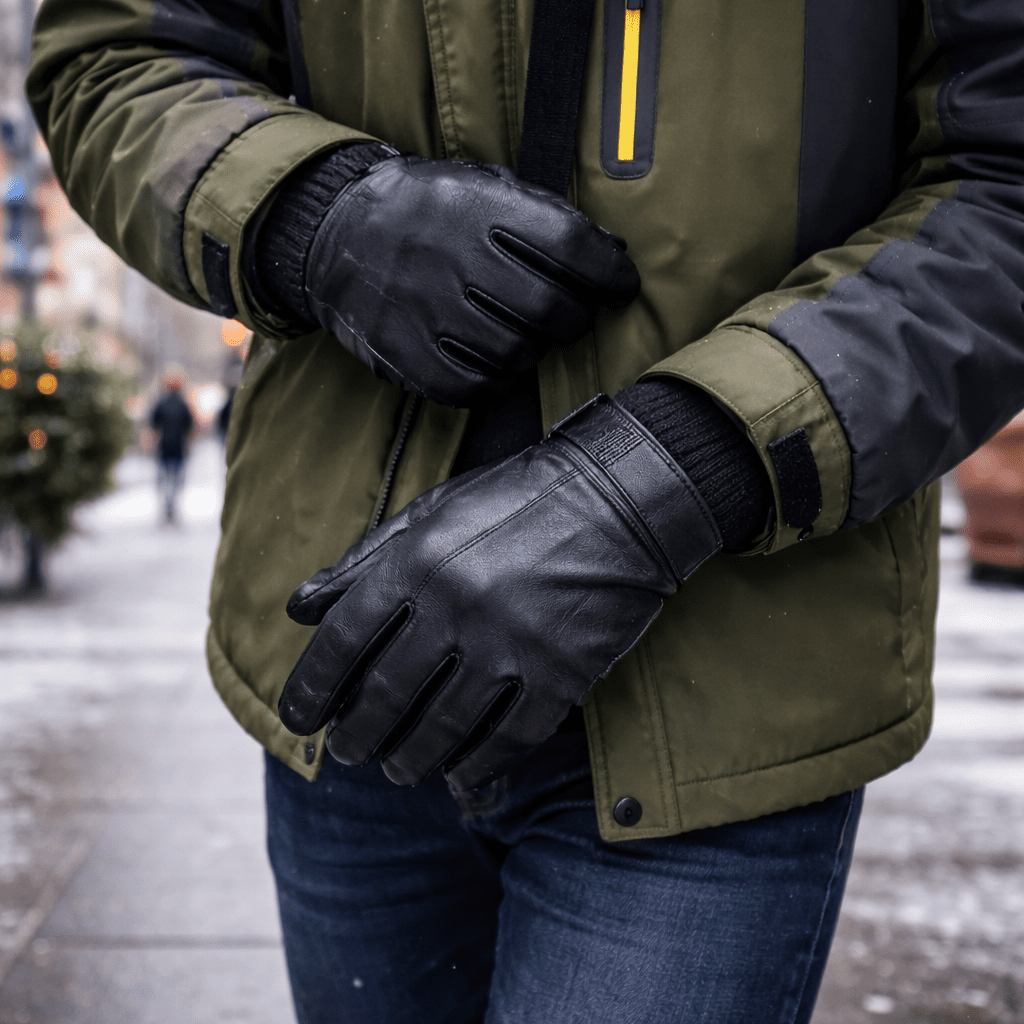Mäns Vinterhandskar Läderdesign För Komfort och Stil 0