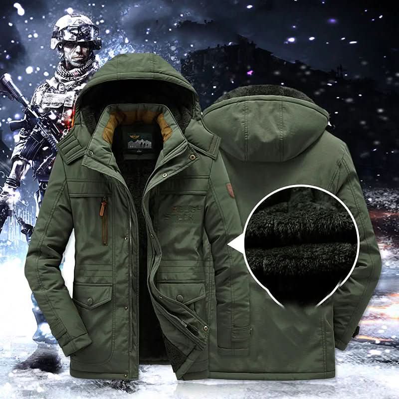 Mäns Vinterjacka Parka Med Avtagbar Huva 0