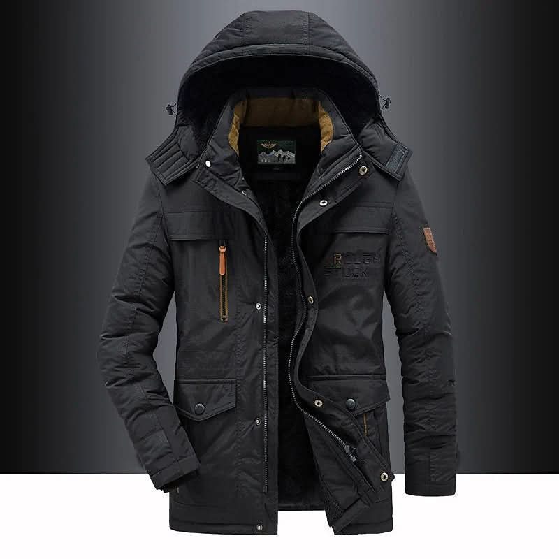 Mäns Vinterjacka Parka Med Avtagbar Huva 2
