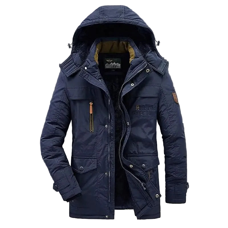 Mäns Vinterjacka Parka Med Avtagbar Huva 4