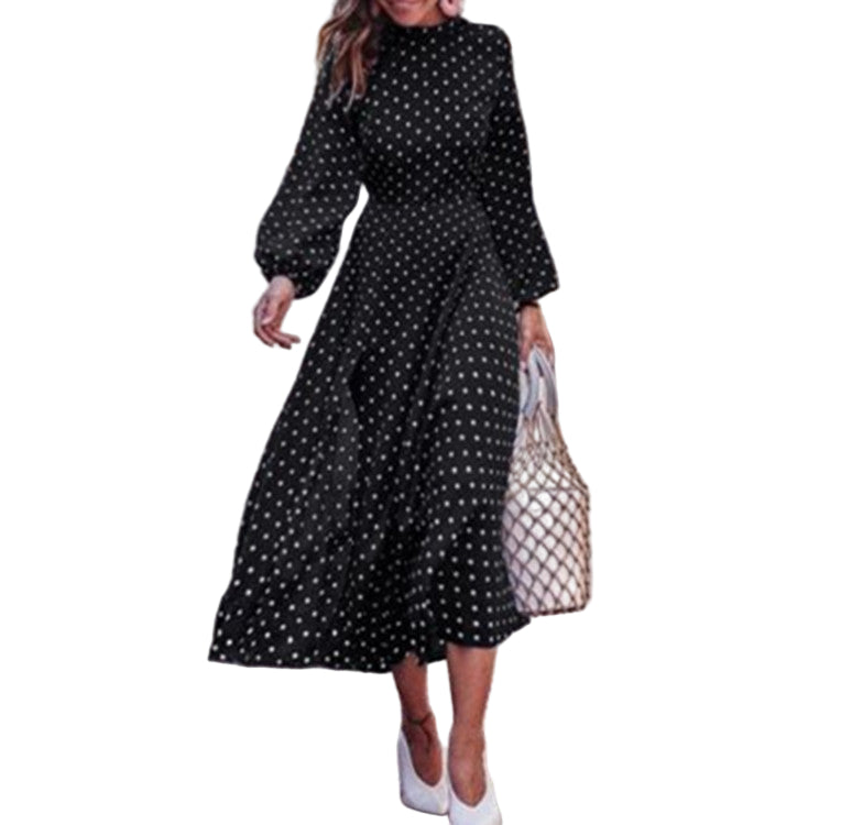 Maxiklänning Dam Prickig Lång Ärmar Polyester 0
