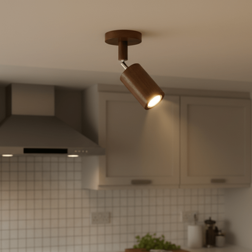 Minimalistisk LED-taklampa i Trä med Justerbar Ljusriktning 0