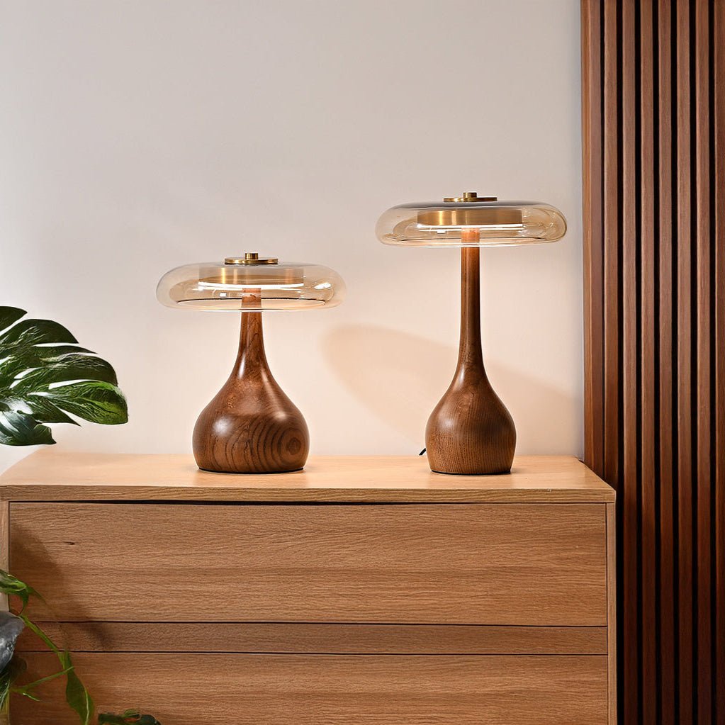 Moderna LED-bordslampa med Träfot 2