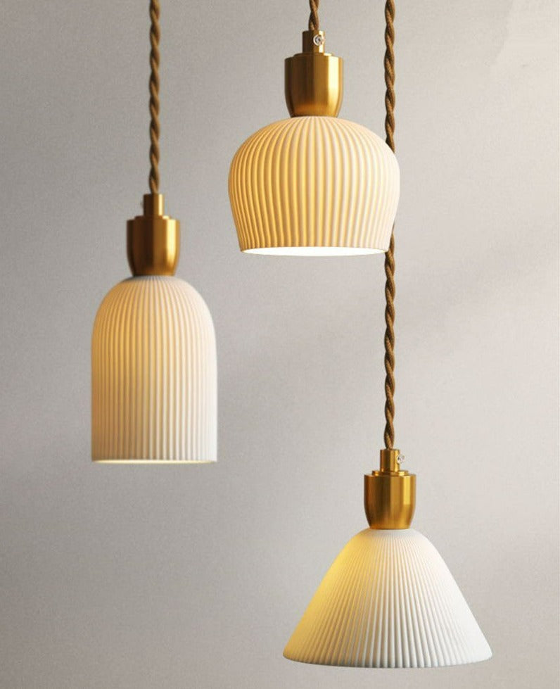 Moderna Pendellampa Kök Justerbar Hänglängd Vit Keramisk Finish 4