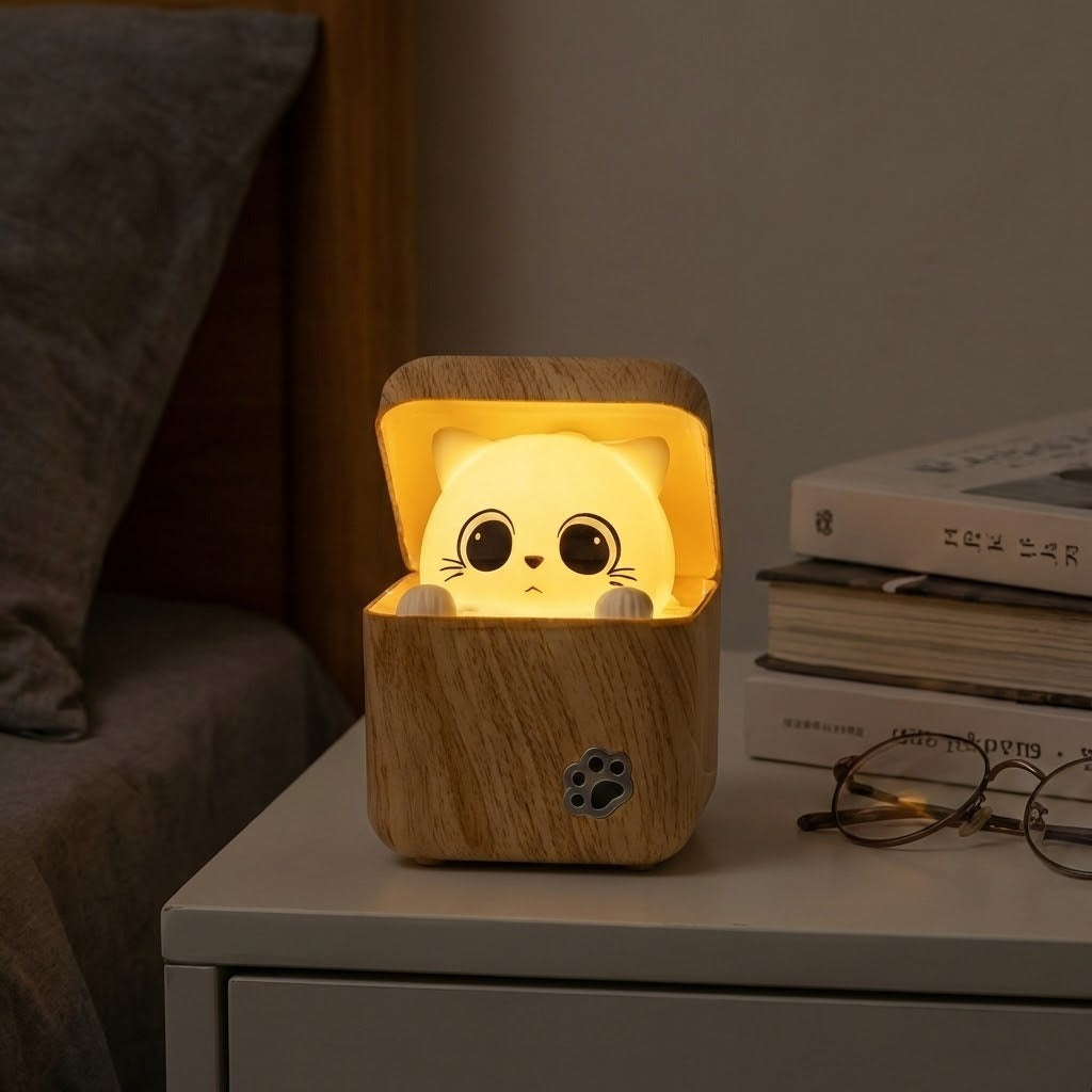 Nattlampa Barn Katt Peekaboo Design Med Dimmerfunktion 0