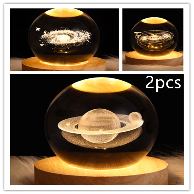 Nattlampa Stjärnhimmel 3D Galaxy Crystal Ball LED för Barn och Hem 15