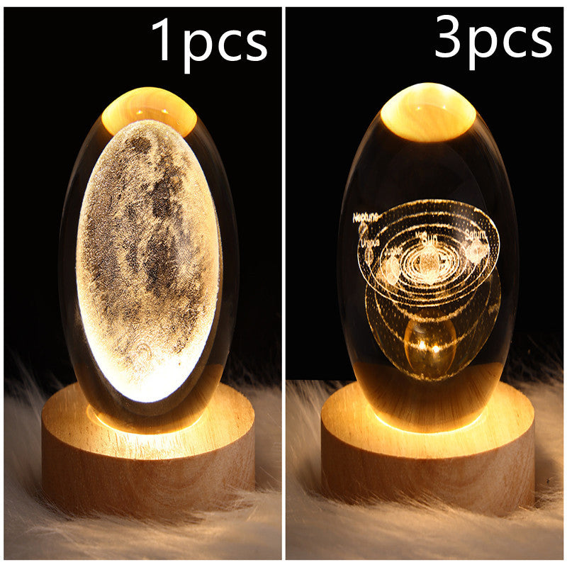 Nattlampa Stjärnhimmel 3D Galaxy Crystal Ball LED för Barn och Hem 19