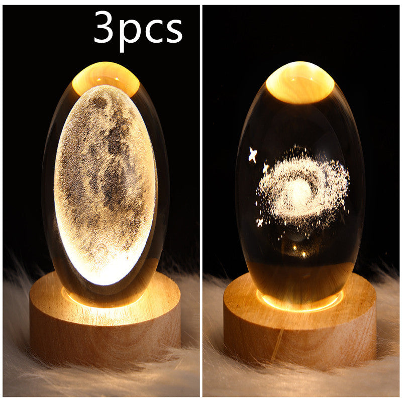 Nattlampa Stjärnhimmel 3D Galaxy Crystal Ball LED för Barn och Hem 24