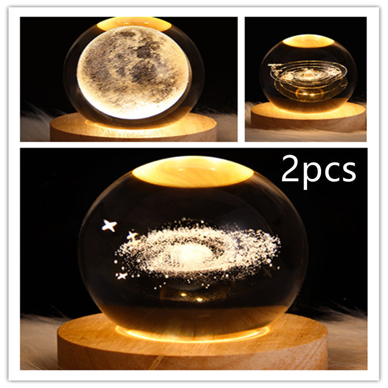Nattlampa Stjärnhimmel 3D Galaxy Crystal Ball LED för Barn och Hem 33