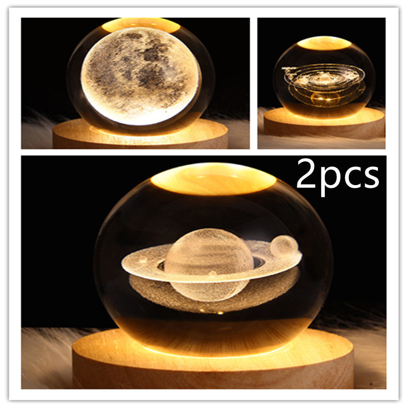 Nattlampa Stjärnhimmel 3D Galaxy Crystal Ball LED för Barn och Hem 36