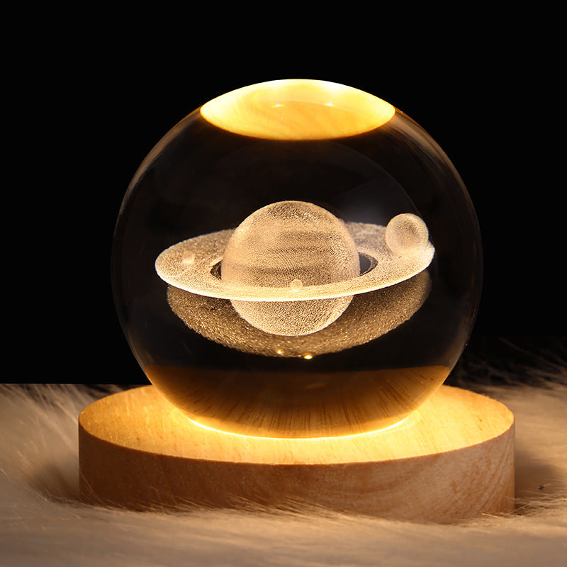 Nattlampa Stjärnhimmel 3D Galaxy Crystal Ball LED för Barn och Hem 45