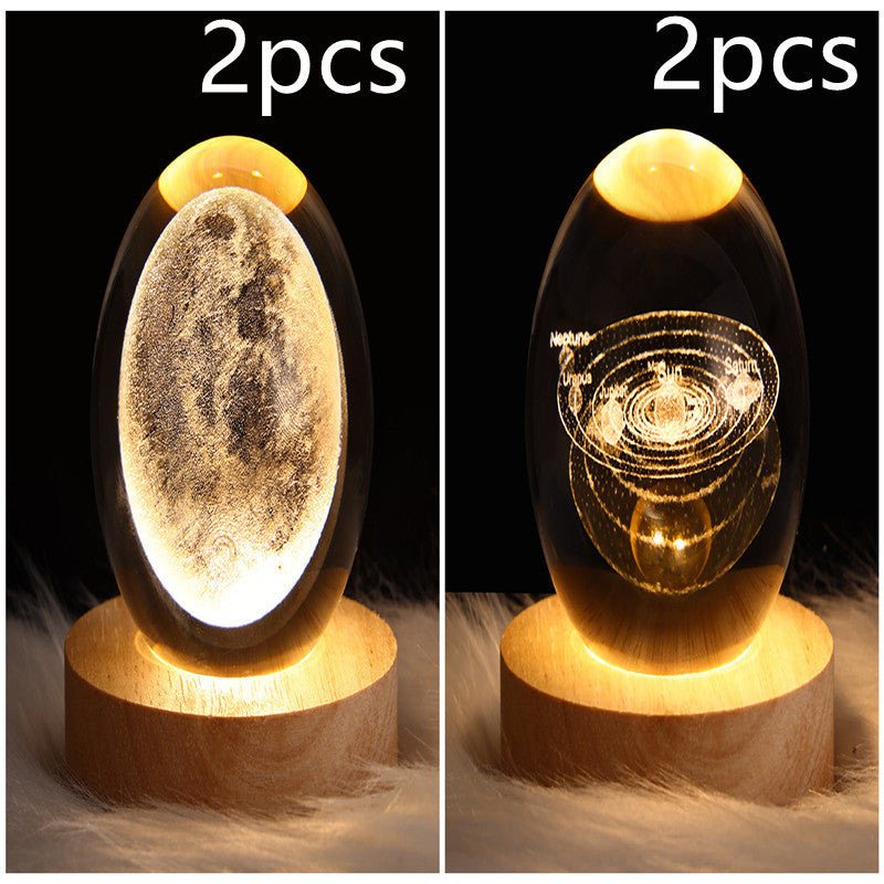 Nattlampa Stjärnhimmel 3D Galaxy Crystal Ball LED för Barn och Hem 48
