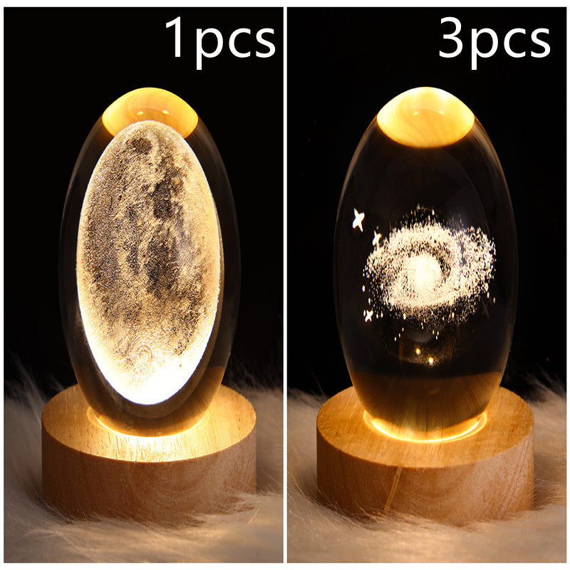 Nattlampa Stjärnhimmel 3D Galaxy Crystal Ball LED för Barn och Hem 55