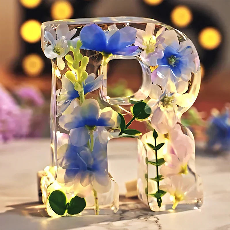 Nattljus med Torkade Blommor - Personlig Bokstav 1