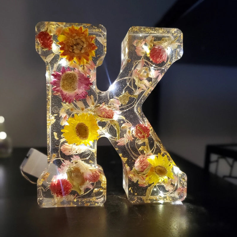 Nattljus med Torkade Blommor - Personlig Bokstav 8