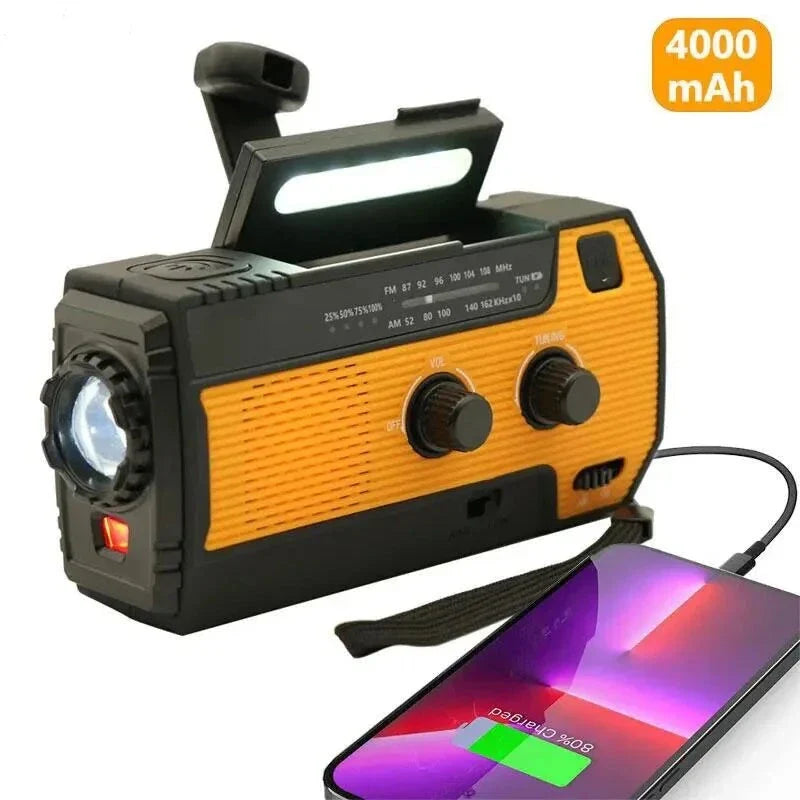 Nödbatteri Radio med Solpanel och LED-lampa 12