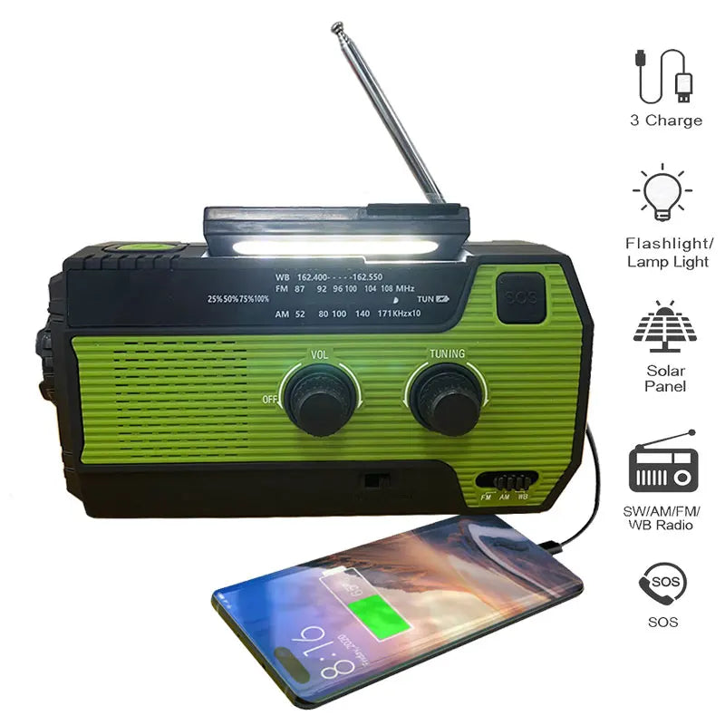 Nödbatteri Radio med Solpanel och LED-lampa 2