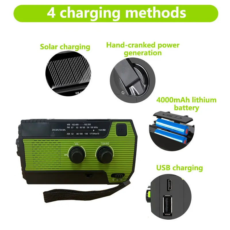 Nödbatteri Radio med Solpanel och LED-lampa 8