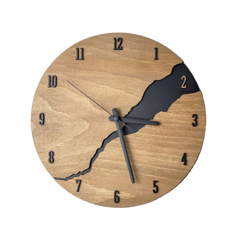 Nordisk Väggklocka i Trä med Sprucken Design 0