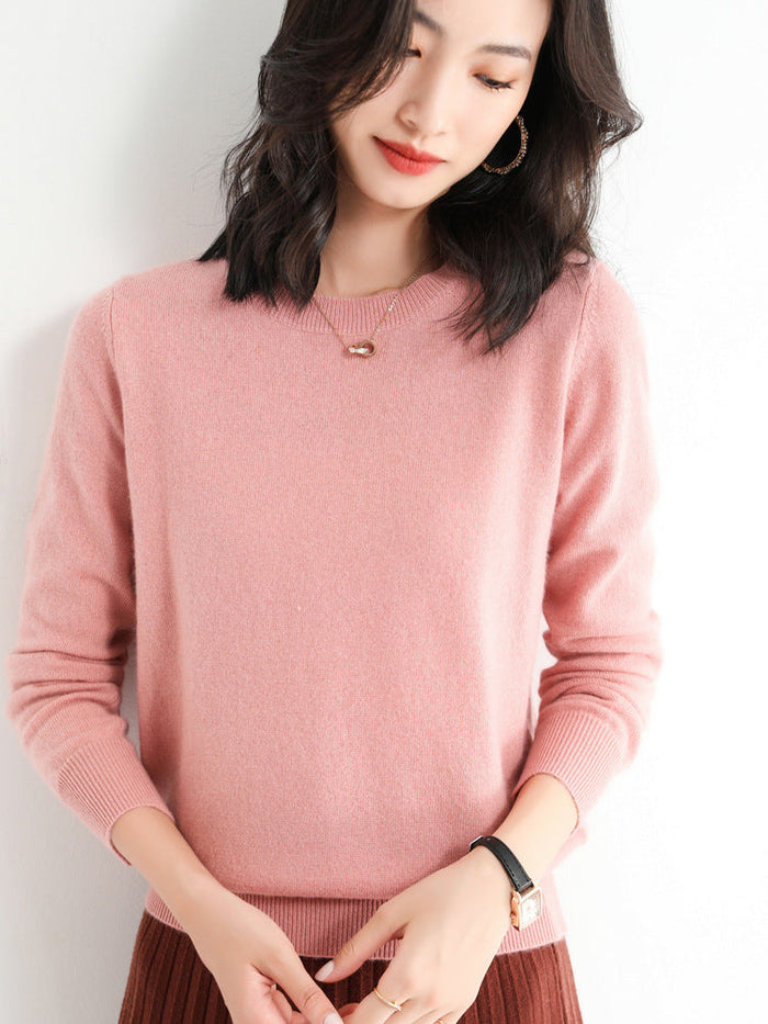 Dam Tröja O-Hals Långärmad Merinoullblandning