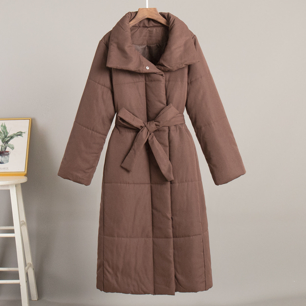 Kvinnors Longline Vinterjacka med Bälte