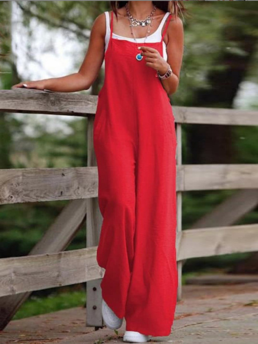 Avslappnad ärmlös jumpsuit för kvinnor