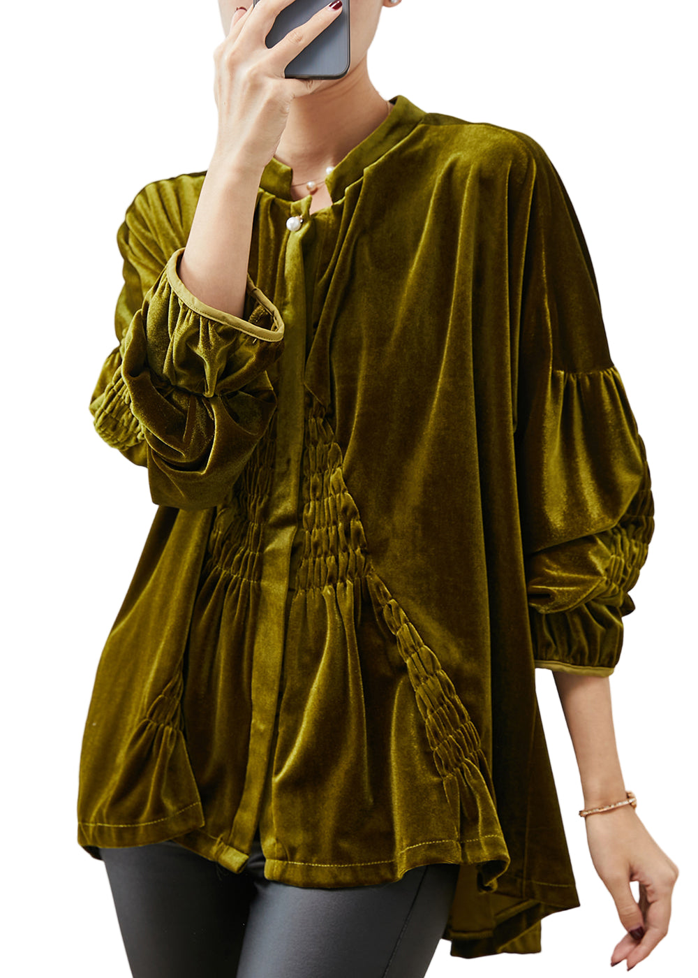 Överdimensionerad Skjorta Med Skrynklig Textur För Damer 2