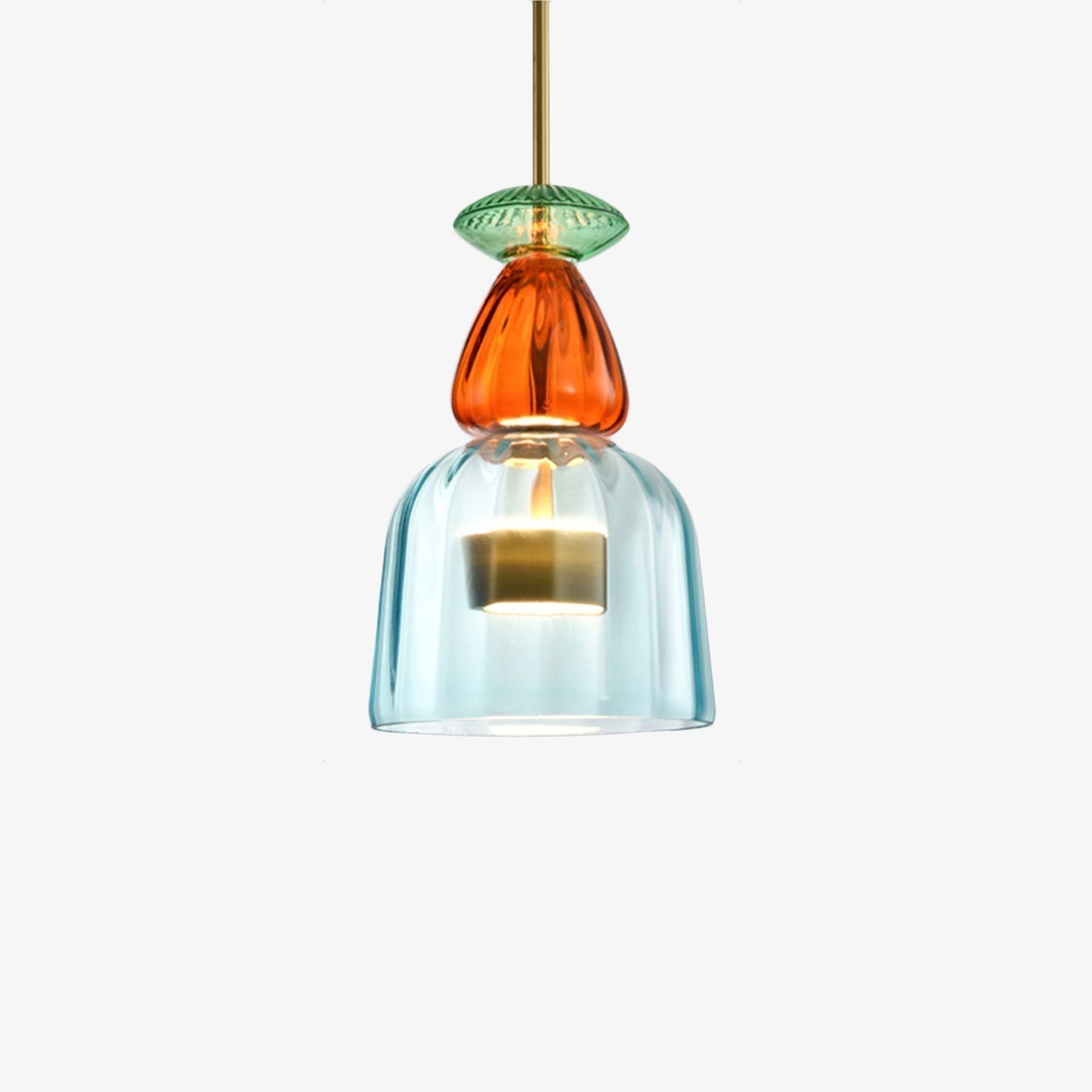 Pendellampa Kök Cylindrisk Design med Färgglada Glas 8