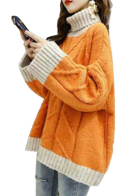 Plusstorlek Tröja Sköldpadda Nacke med Lapptäcksmönster 0