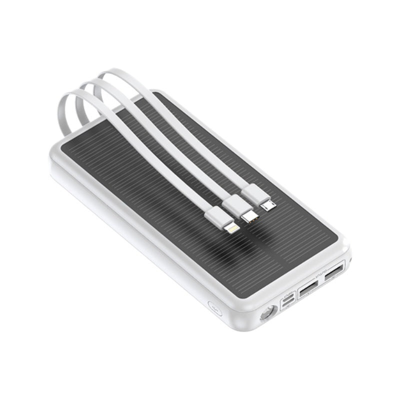 Powerbank Med Solceller 20000mAh För Mobil Användning, Integrerade Laddningskablar, Bärbar Energilösning 1