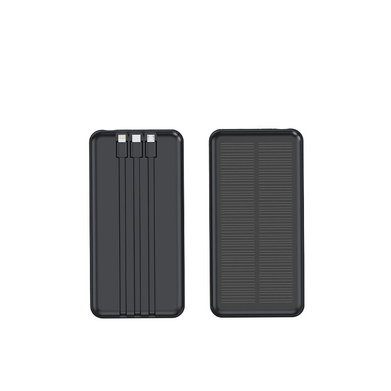 Powerbank Med Solceller 20000mAh För Mobil Användning, Integrerade Laddningskablar, Bärbar Energilösning 2