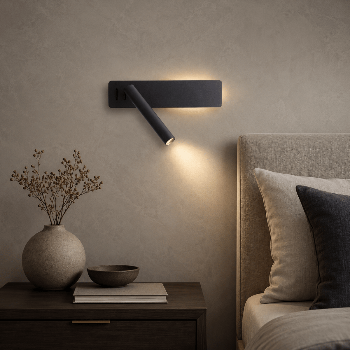 Roterbar LED-lampa för säng och läsning 2