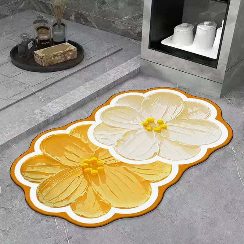 Rund Badrumsmatta med Blommönster för Känsla av Komfort och Stil 1
