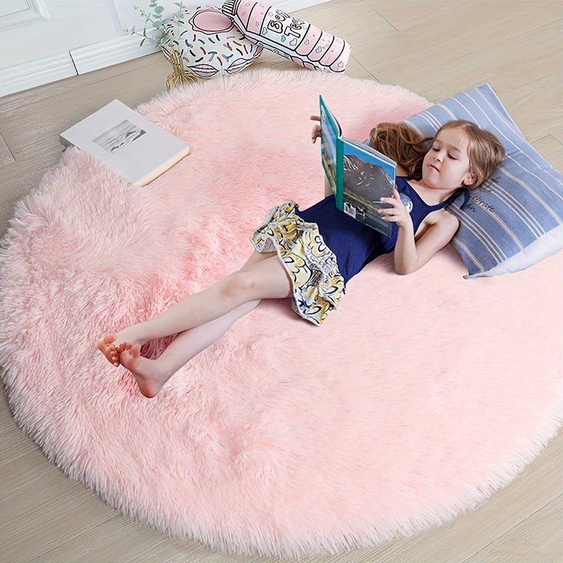 Rund Matta Fluffig för Hemmet - Mysig och Halkfri Design, Tvättbar 160 cm 3