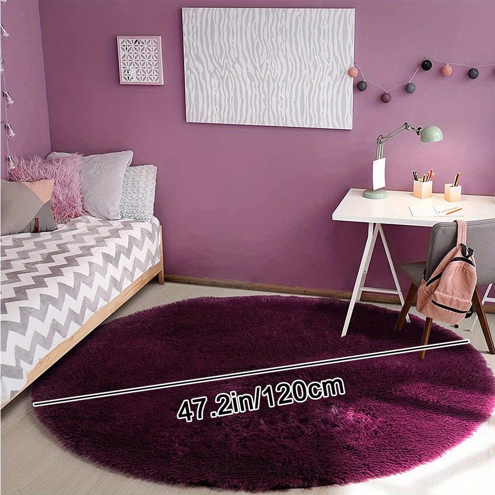 Rund Matta Fluffig för Hemmet - Mysig och Halkfri Design, Tvättbar 160 cm 4