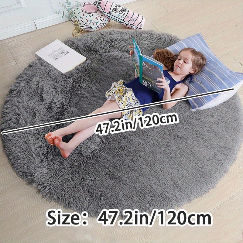 Rund Matta Fluffig för Hemmet - Mysig och Halkfri Design, Tvättbar 160 cm 6