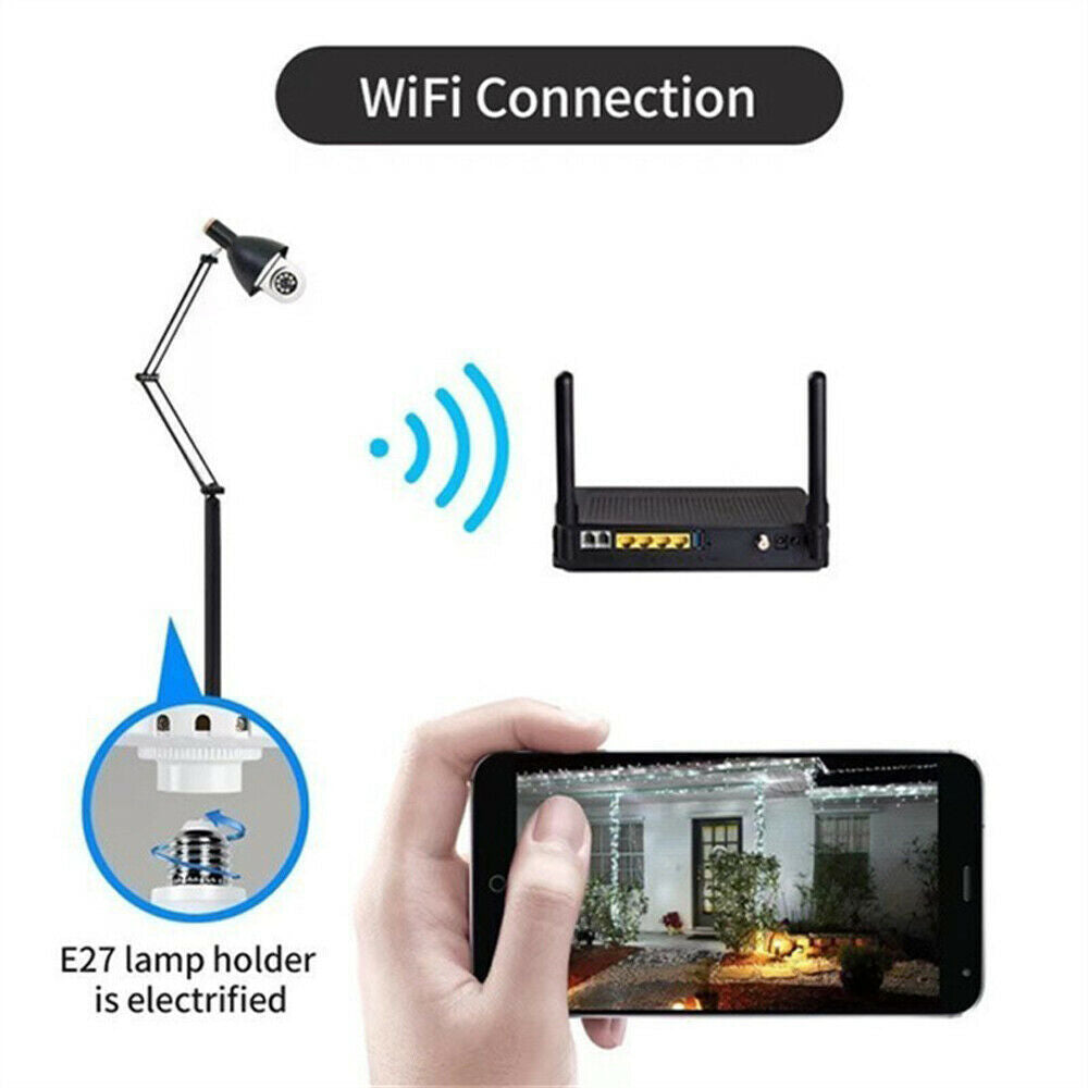 Säkerhetskamera E27 med HD 1080P och WiFi 5