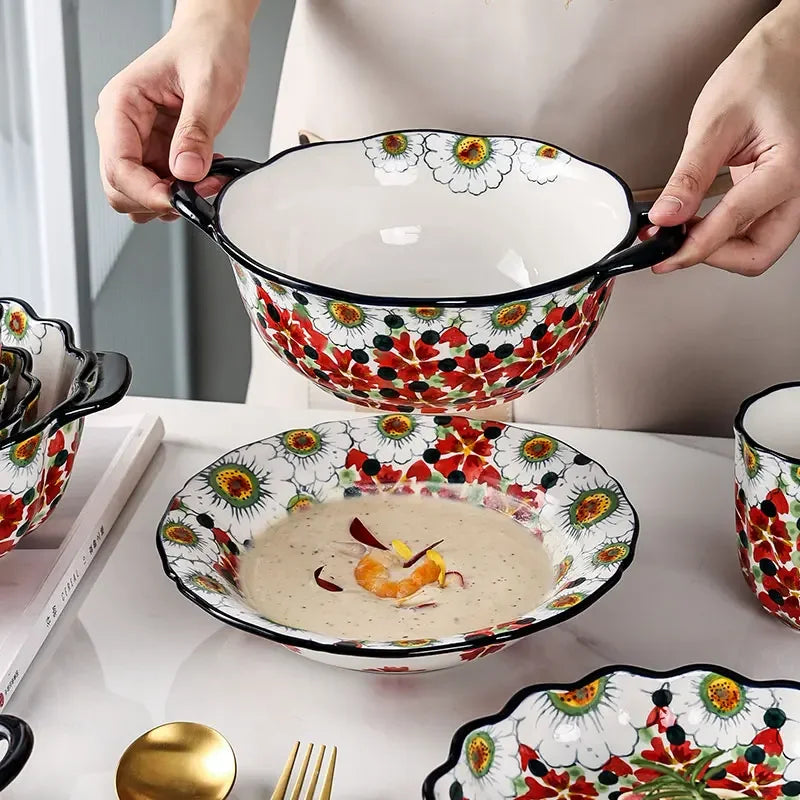 Salladsskål med Blomdesign för Sommar - Perfekt för Servering och Fest 3