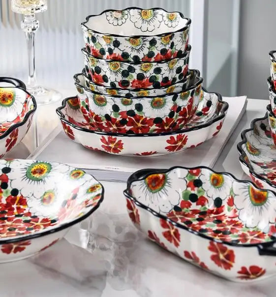 Salladsskål med Blomdesign för Sommar - Perfekt för Servering och Fest 4