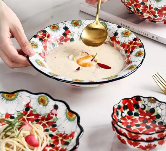 Salladsskål med Blomdesign för Sommar - Perfekt för Servering och Fest 7