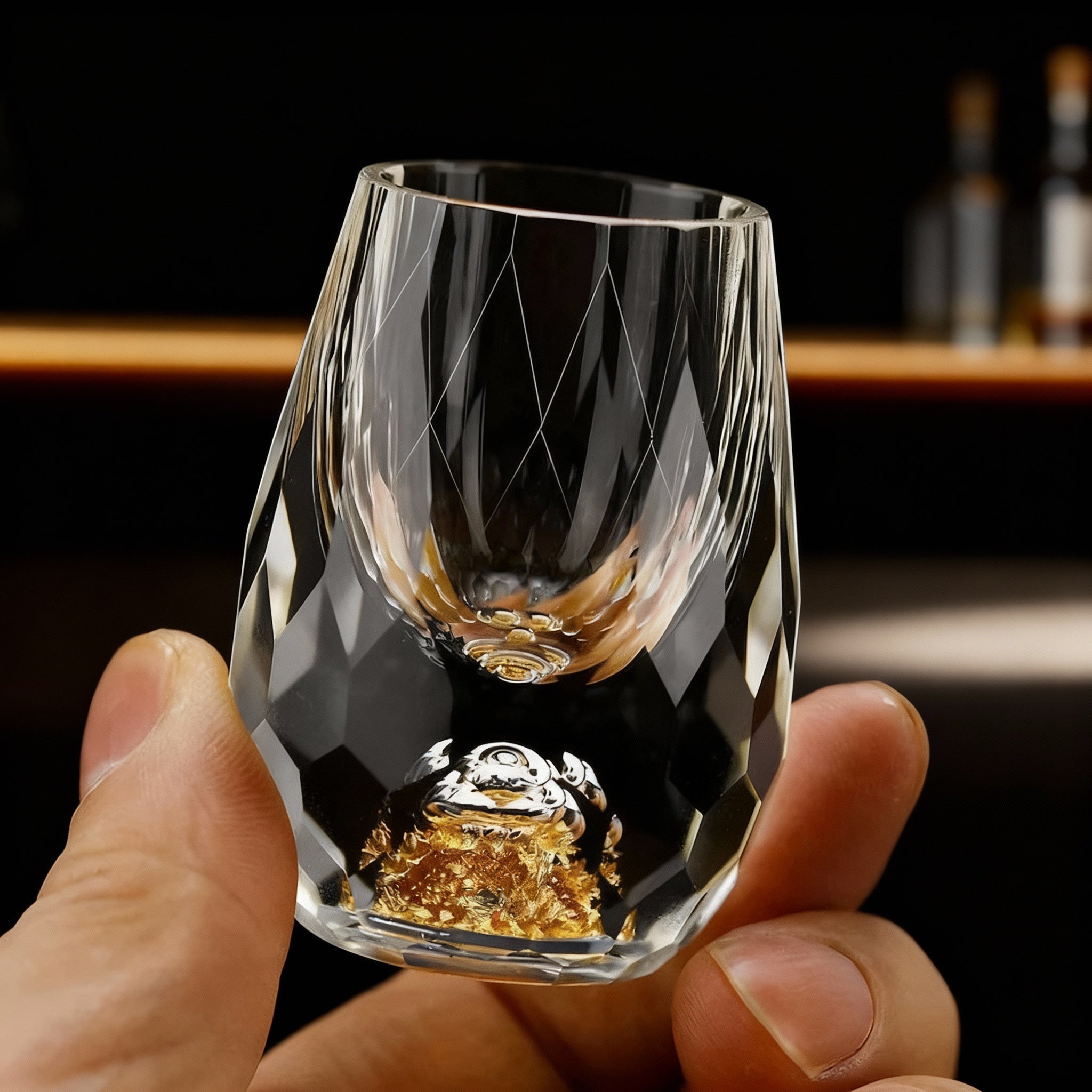 Set av 2 Kristallglas med Guldflingor 0