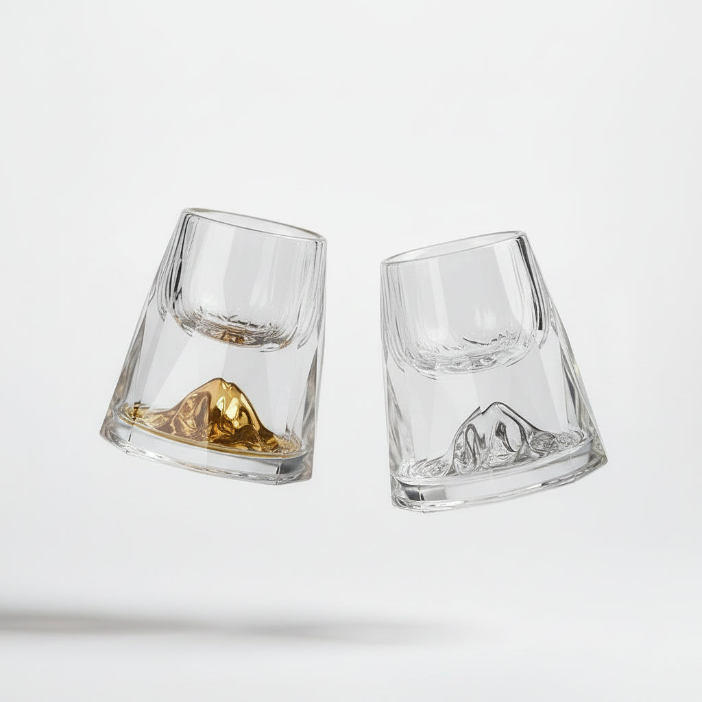 Set av 2 Kristallglas med Guldflingor 3