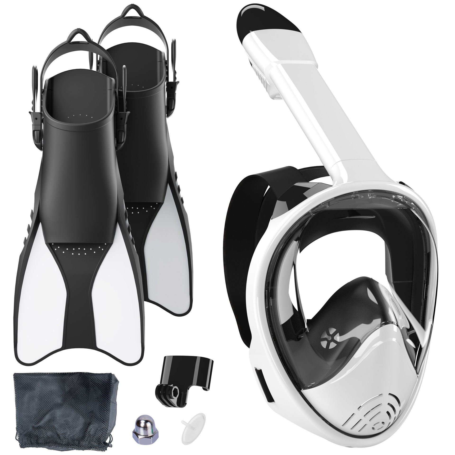 Snorkelset med helmask och fenor för vuxna 0