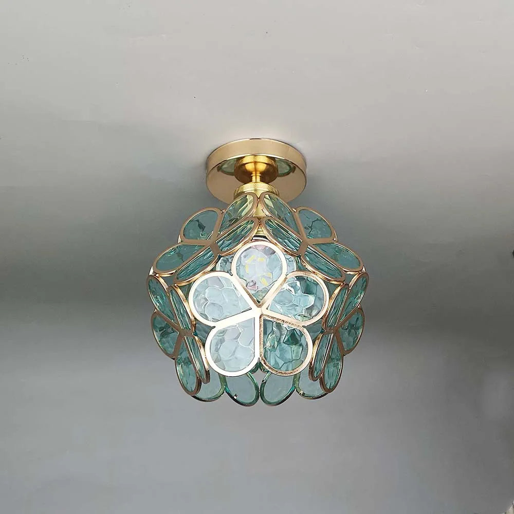 Taklampa i Glas med Blommönster 4