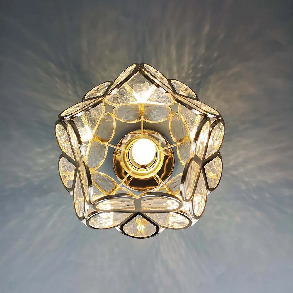 Taklampa i Glas med Blommönster 7