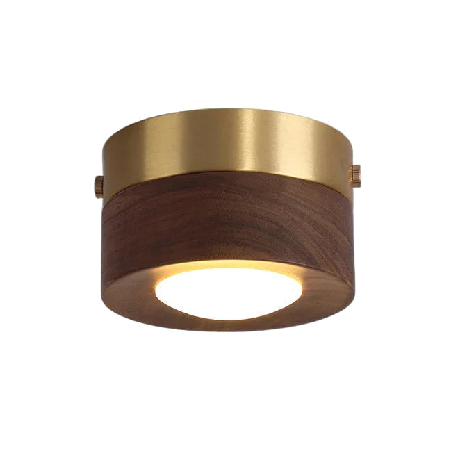 Taklampa i Valnöt med LED-Spot och Gulddetaljer 2