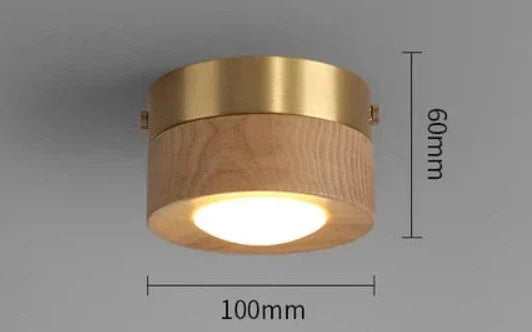 Taklampa i Valnöt med LED-Spot och Gulddetaljer 6