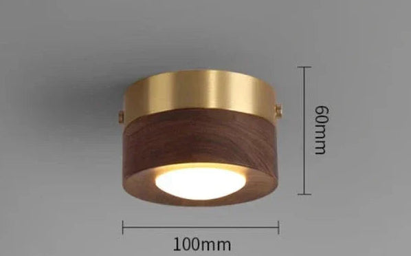 Taklampa i Valnöt med LED-Spot och Gulddetaljer 8