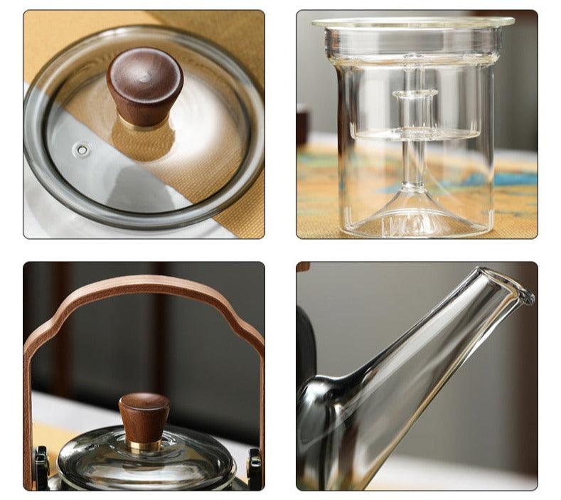 Tekanna Glas Modern Design Med Trähandtag 5