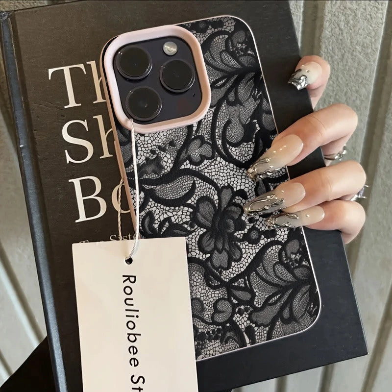 Telefonfodral för iPhone med Spetsmönster och Skyddande Design 6